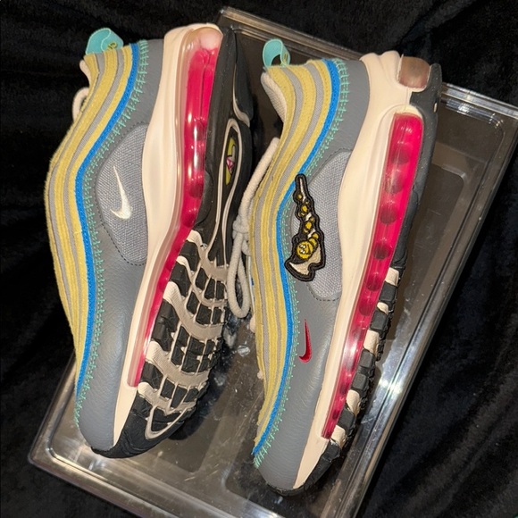 Nike Air Max 97 Blue Yellow Sneakers with Iconic Design - Picture 8 of 11